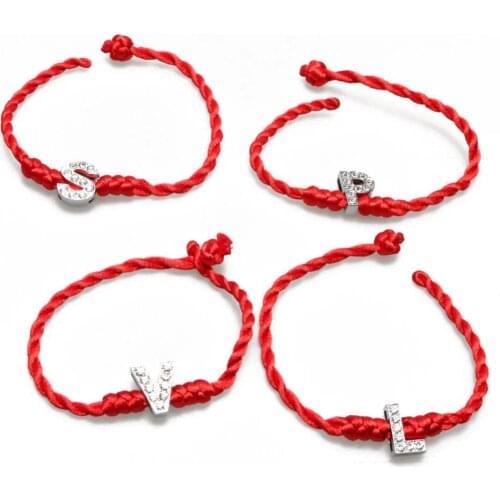 1 pc Red Thread String A-S Letters Bracelets Red Rope Weave Crystal Charm Women Lucky Bracelet Jewelry Gift