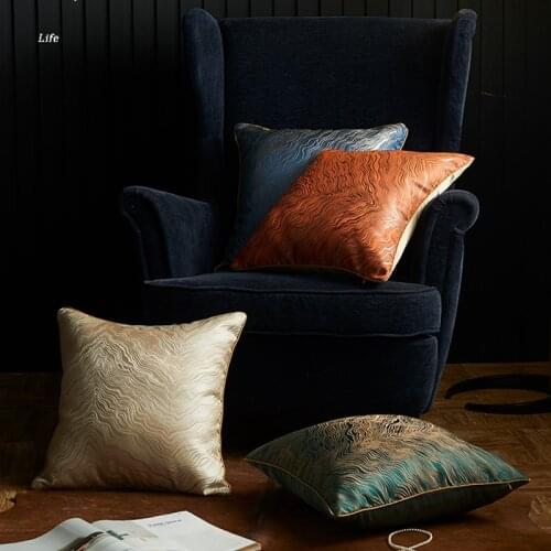 1pc European Style Gilt Jacquard Sofa Cushion Cover 45x45cm Light Luxury Green Blue Beige Orange Color