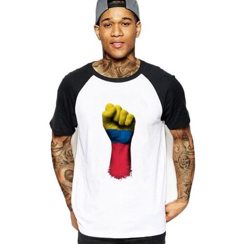 2020 streetwear Flag of Colombia on a Raised Clenched Fist Men funny tshirt t-shirt KOKAIN EL CHAPO WEED Gangster mafia t shirts