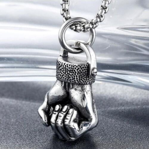 2021 Hot Sale Hand Shape Pendant For Men Punk Sportsman Dumbbell Power Hand Necklace