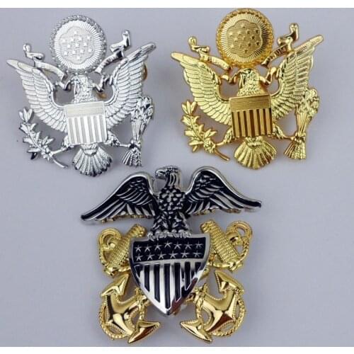 3 US MILITARY OFFICER HAT BADGE INSIGNIA ARMY NAVY AIR FORCE CAP PIN