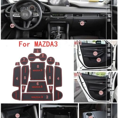 3D Rubber Mat Door Slot Pad Car Interir Anti Slip Mat Cup Cushion Dust mat Gate Slot Mat For MAZDA3 2019-2020 New MAZDA 3