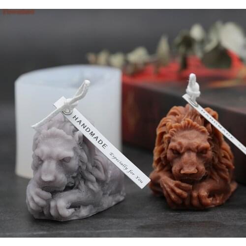 3d Silicone Lion Mold Retro European Lion Handmade Candle Aroma Mold DIY Material Plaster Mold 3d Lion Fondant Cake Soap Mold