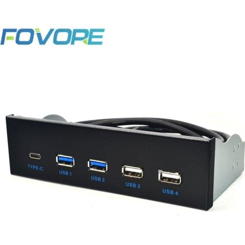 5.25 Inch USB 3.1 GEN2 Front Panel USB Hub 2 Ports USB 3.0 + 2 Ports USB2.0 + 1 Port TYPE-C with TYPE-E Connector for Desktop PC