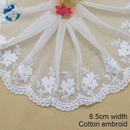 8.5cm white lace cotton embroidery lace french lace ribbon fabric guipure diy trims warp knitting sewing Accessories#3047
