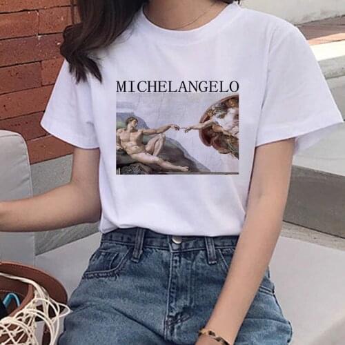 David Michelangelo Oil Painting Womens T-shirt Summer Harajuku Ullzang Fun Graphic Print T-shirt Top Female
