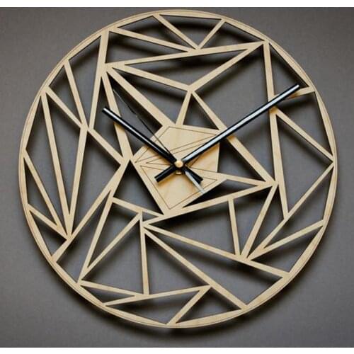 Nordic Wooden Wall Clock Modern Design Creative 3D Hanging Watch Home Decor 12 Inch