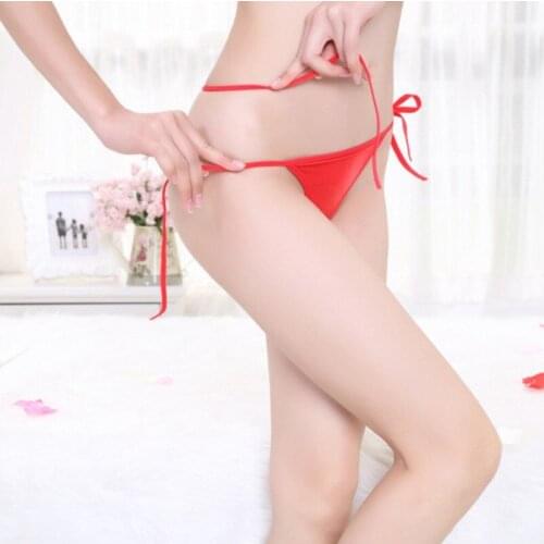 Women Solid Low Waist Panties Sexy Side Tie Underwear Thongs Sexy Lingerie Erotic G-string Ladies Lenceria Sensual T pants