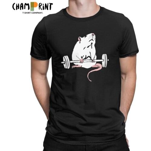 Mens Deadlift Rat Weightlifting Fitness T Shirt Pure Cotton Clothes Fashion Short Sleeve O Neck Tee Shirt New Arrival T-Shirt