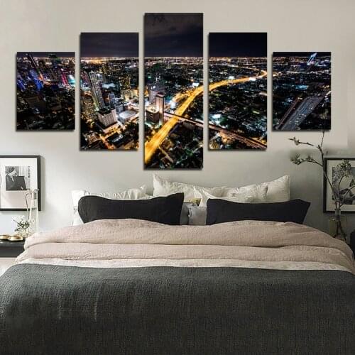 Canvas HD Print 5pcs City View Paintings Wall Art Home Decor Welcome Decoration Gift Decoration Home Living Room Bedroom