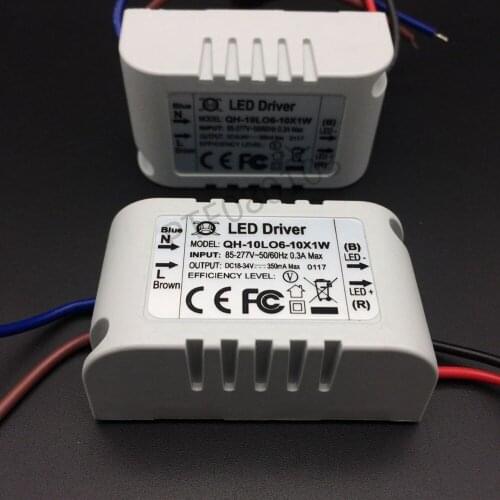 2pcs/lot Isolation 10W AC85-277V LED Driver 6-10x1W 300mA DC18-34V LED PowerSupply Constant Current Ceiling Lamp