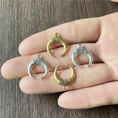 20pcs charm horns and crescent pendant for jewelry making DIY handmade bracelet necklace accessories wholesale