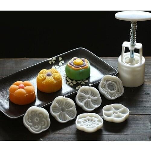 JX-LCLYL DIY 50g Moon Cake Mold W/6 Stamps Mid Autumn Festival Decoration Press kitchen tools