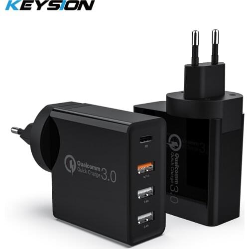 KEYSION 4 Ports 48W Quick Charger PD Type C USB Charger for Samsung iPhone 12 Tablet QC 3.0 Fast Wall Charger US EU Plug Adapter
