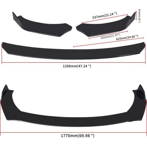 4 Pieces Car Front Bumper Lip Body Kit ABS Bumper Lip Chin Spoiler Splitter Universal