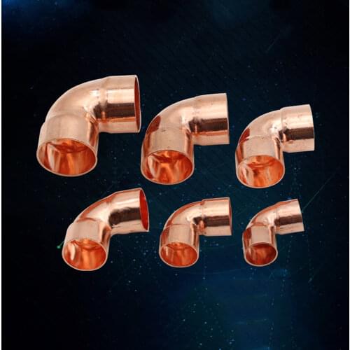 1/4" 3/8" 1/2" 8 10 14 15 16mm ID 99.9% Copper End Feed Solder 90 Degree Elbow Plumbing Fitting Coupler For Air Condition