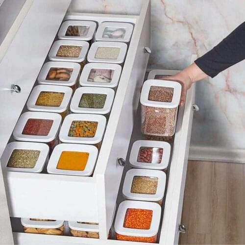 12 Pieces Food Storage Container Plastic Kitchen Refrigerator Noodle Box Multigrain Storage Tank Transparent Sealed Cans