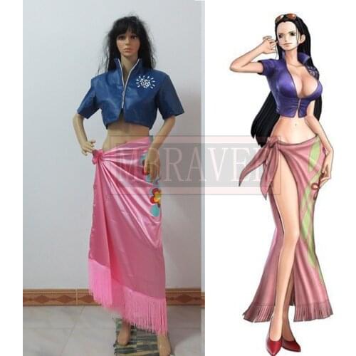 Anime Custom Size One Piece Nico Robin Cosplay Costume Leather Coat+Skirt