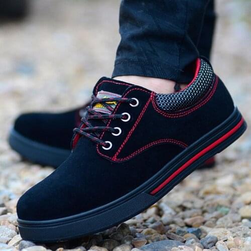 Men Safety Work Shoes Fashion Breathable Steel Toe Slip On Casual Shoe Mens Labor Insurance Puncture Proof Boots Male
