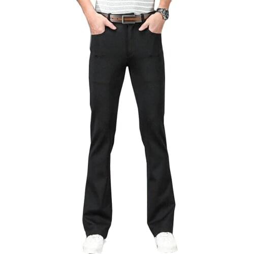 Jeans Men Micro Flared Jeans Stretch Slim Black Jeans Classic Design Big Flared Pants Size 27-36