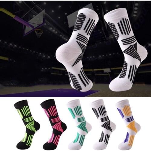 Urgot 3 Pairs Mens Trendy Elite Basket Ball Socks Thickened Towel Bottom Long Tube Socks Elite Sports Socks Calcetines Hombre