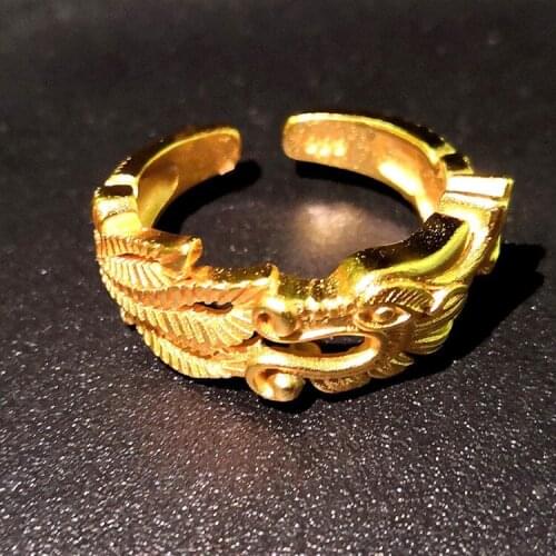 Punkboy Popular Mens Ring Palace Style Domineering Golden Dragon-shaped Opening Ring for Men Party Jewelry