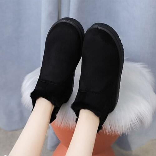2021 New Women Winter Snow Boots Female Concise Short Plush Keep Warm Shoes Ladies Slip-on Solid Comfortable Flat Footwear