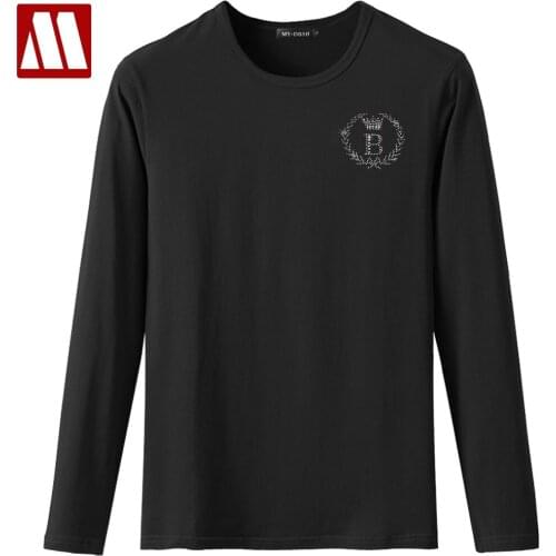 2021 New Arrival Mens Business Style Graphic T Shirts Mans Crown Rhinestone Print Cotton Tops Tees Hot Drill Oversized T Shirt