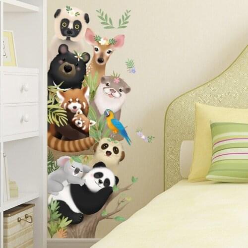 New Cartoon Forest Animals Home Decor Wall Art Sticker Poster For Kids Bedroom Vinyl Murals Wallpaper PVC Decoration Accessories