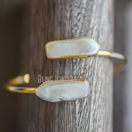 Mothers Day Gift White Bangle Bracelet Freshwater Pearl Bangle Jewelry White Freshwater Pearl Bangle Gift For Her BM33938