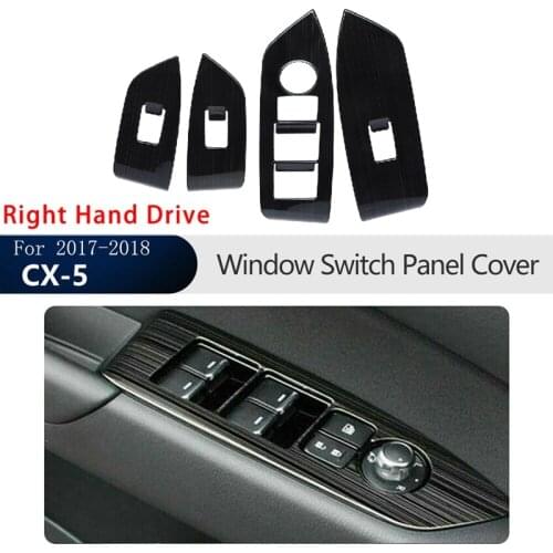 Right Hand Drive Black Window Lift Switch Panel Protection Cover Trim Inner Door Armrest for Mazda CX-5 CX5 2017-2018