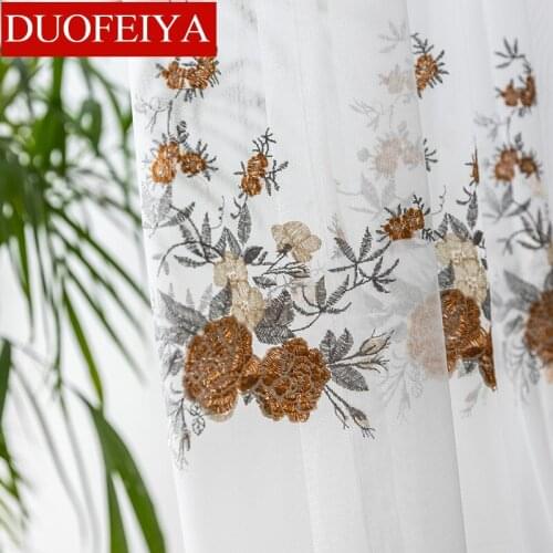Luxury Embroidered Tulles Curtains for Living Dining Room Bedroom Screens Household Customized Drapes Yarn European Style Flower