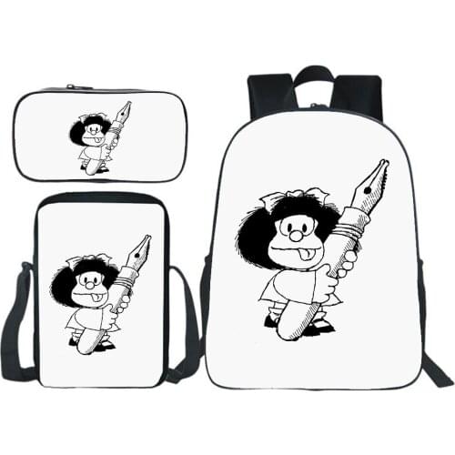 Mafalda Backpack Fashion High Quality Multifunction Knapsack Pencil Case Shoulder Bag Boys Girls Bags Comics Cosplay School Bag