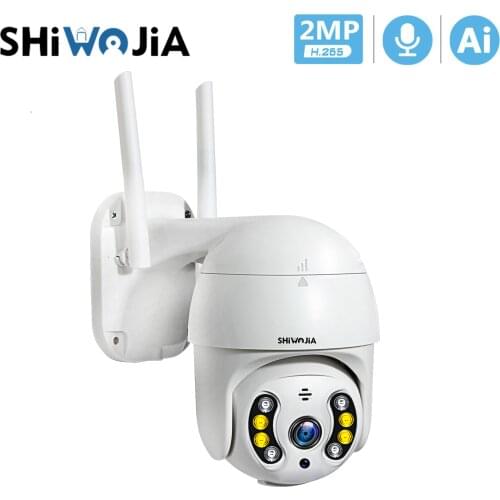 SHIWOJIA 1080P PTZ Wireless IP Camera Home Outdoor WiFi Security CCTV Camera Auto Tracking Waterproof Surveillance Human Detect