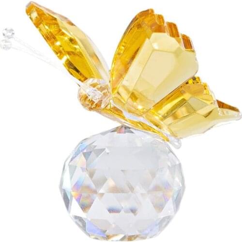 H&D Handmade Crystal Butterfly Glass Animal Figurines Miniatures Craft Wedding Gifts For Guests Home Decoration Accessories