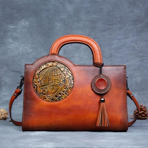 Retro Luxury Handbags Women Bags Designer Tote Bag 2021 Summer Genuine Leather Large Capacity Nature Soft Cowhide Shoulder Bags