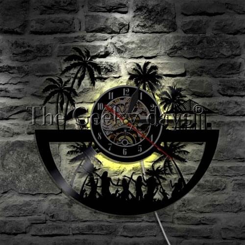 LED Wall Art City of Myrtle Beach Clock Glow in Dark USB Wall Lights Vintage Design Illuminated Wall Clock