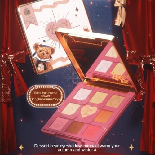 Flower Know Eye Shadow Teddy Bear Nine Grid Delicate Color Pearl Chameleon Shining Makeup Filbert Cocoa Bouquet Eye Shadow Plate