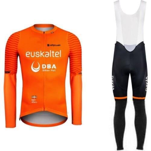 Spring Summer 2020 Euskaltel DBA TEAM Mens Cycling Jersey Long Sleeve Bicycle Clothing With Bib PANTS Ropa Ciclismo