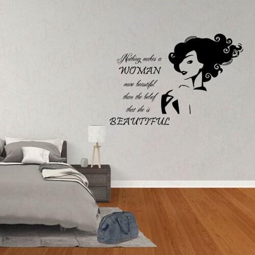 Wall Decals Quote Nothing Makes A Woman Vinyl Sticker Murals Beauty Salon Wallapper Decor WL1631