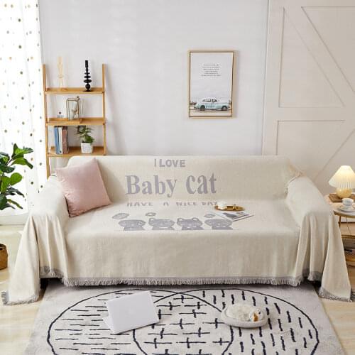 New Design Sofa Blankets for Living Room Four Season Sofa Couch Covers Cartoon Cats Jacquard Slipcover Anti Slip Throw Blanket