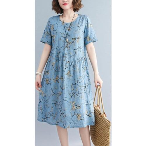 Thin Soft Cotton Beach Style Dress 2021 New Loose Summer Dress Print Floral Prairie Chic Holiday Travel Casual Women Dress