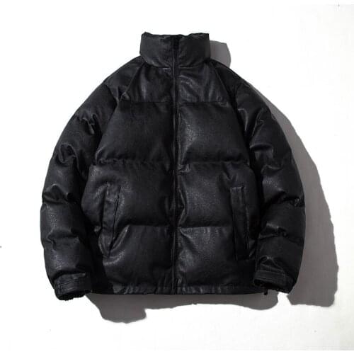 Winter PU Skin Cotton Padded Parka Clothes Bread Clothes For Coat Men And Women Lovers Thick Cotton Padded Large Size