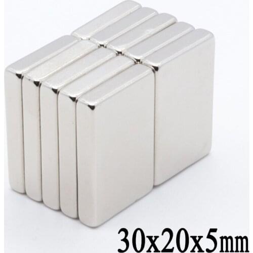 10pcs 30x20x5 mm N52 Super Strong Small Powerful Rare Earth Block Magnets Neodymium Magnet