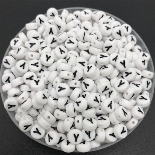 100pcs 7mm Letter Beads Oval Shape Letter Y Charms DIY Beads For Bracelet Necklace Jewelry Making