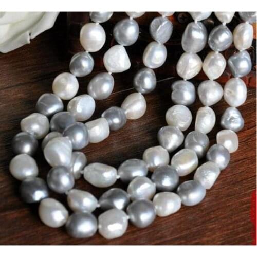 12-13mm south sea baroque white grey multicolor pearl necklace 925s