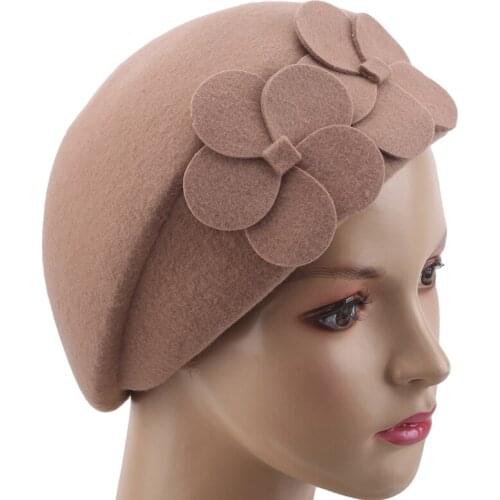2020 Fashion French Beret Beanie Caps Elegant Hat Women Double Flower Hat Beret Comfort Autumn Flat Hats Casual Felt Beret