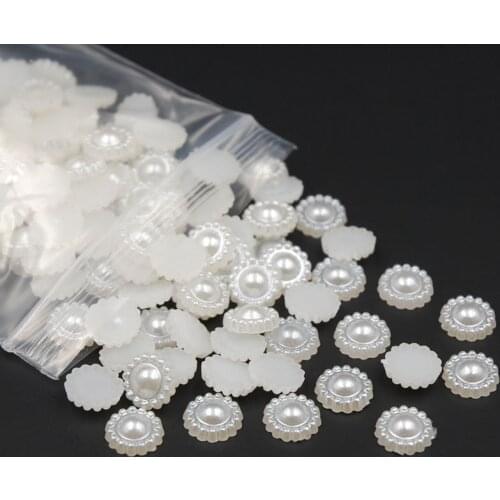 New 10mm Ivory /White 300pieces Flower Half Round Imitation Pearls ABS Resin Beads Wedding Cards Embellishments DIY Decoration