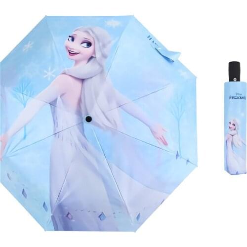 Disney Frozen Automatic Folding Umbrella Rain Women Strong 8K Waterproof Anti UV Sun Umbrellas Outdoor Kids Umbrella