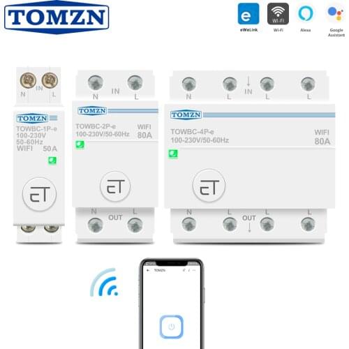 Din Rail WIFI Circuit Breaker Smart Switch Remote Voice Control by Ewelink APP for Smart Home TOMZN mcb timer 110V 220V 380V